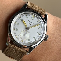 Montre de pilote classique rétro pour homme, style WWII, mécanique à remontage manuel, lumineuse, verre saphir, 50 bars, acier inoxydable