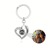 Foto projectie sleutelhanger roségoud hart sleutelhanger CZ verborgen foto gepersonaliseerd cadeau sleutelhanger