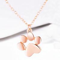 Collier pendentif en acier inoxydable 316L plaqué or 18 carats avec empreinte de patte de chien ou de chat, bijou commémoratif pour animaux de compagnie, pour femmes