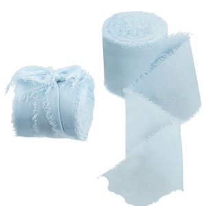 Cinta de Chifón Personalizada para Decoración Navideña, Rollo de Cinta de Seda con Borde Deshilachado, Alta Cantidad - Product Image 1