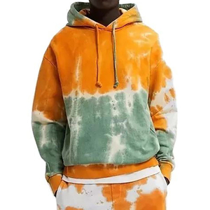 Conjunto Deportivo para Hombre, Sudadera con Capucha y Pantalones Cortos de Algodón con Estampado Tie-Dye - Product Image 3
