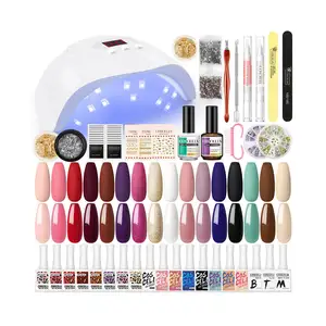 UV Nail Gel Kit With Nail Dryer Lamp Wholesale Salon Suppliers Nail Stickers and Base Coat All In One Gel Polish Set