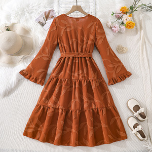 Vestido Cómodo con Volantes en las Mangas y Lazo en la Cintura <span class=keywords><strong>para</strong></span> <span class=keywords><strong>Adolescentes</strong></span>, Uso Diario Informal - Product Image 2