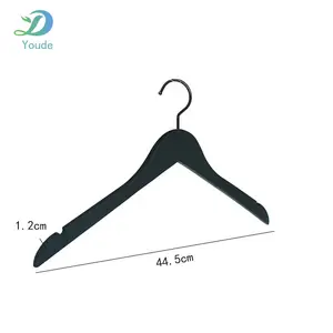 Black Round Hook Meen's Rack Clothes Shop Hangers without Bar Solid Wood Shirt Hanger