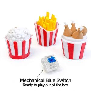 Vashine Llavero con interruptor de teclado mecánico de juguete con diseño de comida impreso en 3D, juguete sensorial único de pizza y patatas fritas para alivio del TDAH - Product Image 3
