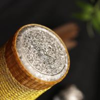 Bouteille isotherme en titane pur de qualité supérieure avec manchon en bambou tressé à la main et fil doré, style vintage, cadeau d'affaires