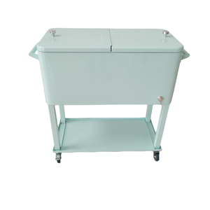 Chariot de refroidisseur de glace en métal de patio avec des roues Boîte de refroidisseur de bière pour le refroidisseur de roulement de boisson - Product Image 1