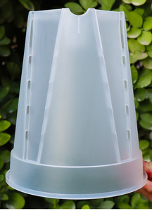 Transparent <b>Plastic</b> Garden Pots <b>Planter</b> with Saucer , Plant Pot Nursery Drainage Hole for House Plants, Herb, Flowers - Product Image 5