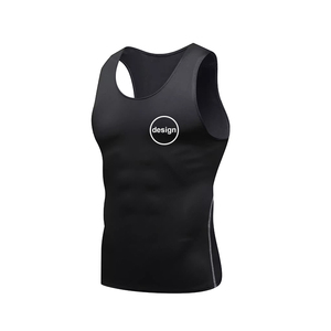 Camiseta deportiva sin mangas de compresión para hombre, con logo personalizado OME, elástica, de secado rápido, absorbente, ajustada, para gimnasio, baloncesto. - Product Image 4