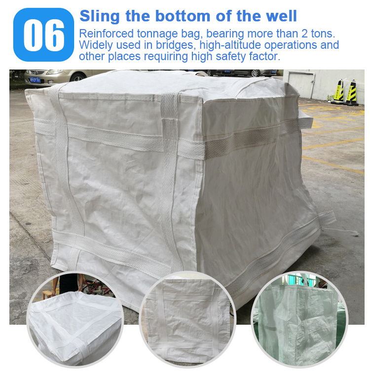 Flat Bottom Fibc Jumbo PP Bags Breathable 1 Ton For Firewood Construction Cement