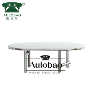 Hotel Furniture Wedding Event MDF Top <b>Stainless</b> <b>Steel</b> Oval Wedding <b>Table</b> Set - Product Image 3