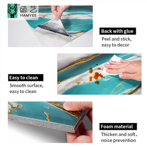 สติ๊กเกอร์ติดผนังลายหินอ่อน 3 มิติ วัสดุไวนิลโฟม PVC เงา สำหรับตกแต่งบ้าน แบบลอกติดเอง - Product Image 5