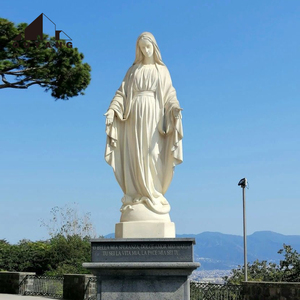 Statue de la Vierge <span class=keywords><strong>Marie</strong></span> sculptée à la main sur mesure, taille réelle, en marbre blanc, sculpture religieuse Notre-Dame de Grâce pour église ou place publique - Product Image 1