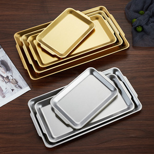 <span class=keywords><strong>Assiette</strong></span> rectangulaire en acier inoxydable 304 doré et argenté, <span class=keywords><strong>assiette</strong></span> à collation vintage, plateau de restaurant, vaisselle de cuisine, assiettes à <span class=keywords><strong>dessert</strong></span> et barbecue - Product Image 1