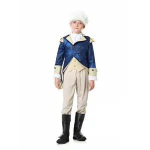 Kostum Cosplay Halloween, kostum George Washington, Set kostum anak-anak, jaket Tuxedo anak laki-laki, pakaian pesta Pangeran