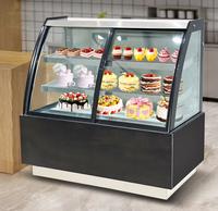 Vitrine à gâteaux commerciale en verre incurvé, refroidie par air, avec éclairage LED et verre anti-buée