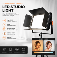Projecteur LED de studio efficace 200W, 1152 puces, CRI97+, gradation fluide DMX avec protection contre la surchauffe pour la production de livestream et TikTok