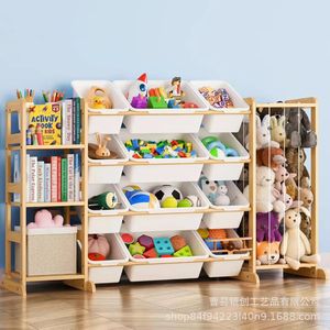 Estante de almacenamiento de juguetes de madera de varias capas, 4 niveles, gran capacidad, organizador de pie para habitación infantil, para juguetes, libros y artículos diversos - Product Image 1