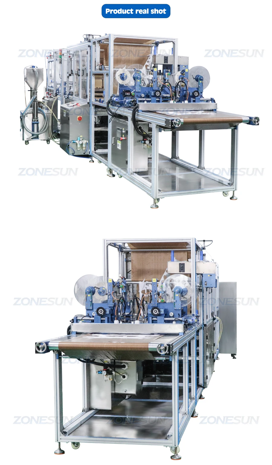 ZONESUN ZS-FHMS1GF Máquina de llenado y sellado de mascarillas para manos y pies de alta velocidad completamente automática 
