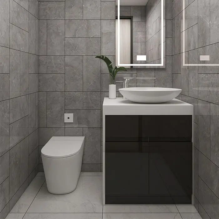 Tocador pequeño para baño, mueble de almacenamiento de suelo con espejo comercial americano moderno