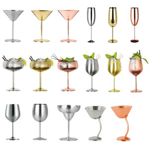Gobelet personnalisé résistant à la chaleur <span class=keywords><strong>vin</strong></span> <span class=keywords><strong>rouge</strong></span> Martini tasses en verre Twisty haute tige en acier inoxydable Shot Champagne Martini verres pour la fête - Product Image 1