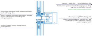 <span class=keywords><strong>Fenêtre</strong></span> à battant moderne insonorisée et écoénergétique en alliage d'aluminium avec rupture <span class=keywords><strong>de</strong></span> pont thermique pour salon - Product Image 3