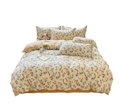 Atacado Impressão Buffing Todo Algodão Checkered Colcha Em Casa Com Fronhas Comforter Bedding Set