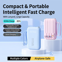 Batterie externe portable 20000mAh avec câbles intégrés et écran LED pour appareils Android Rose Bleu