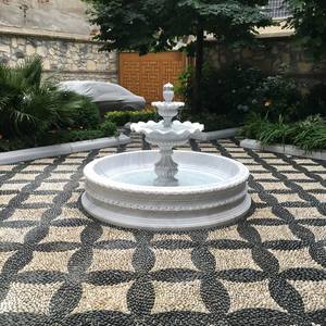 Fontaine en marbre classique et durable, motifs floraux sculptés à la main, design à étages, extérieur, jardin, lac, parc - Product Image 1