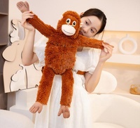 Nouvelles peluches singe marron au design original, 66 cm, bras longs