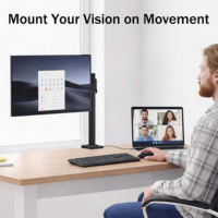 Bras de moniteur simple à réglage ergonomique et mouvement complet, avec fixation à pince en C et base à œillet, pour écrans de 17 à 32 pouces – Meilleure vente