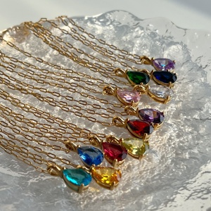 Collier pendentif en acier inoxydable plaqué or 18 carats Dazan New Ins Pvd <span class=keywords><strong>2022</strong></span> avec zircon coloré véritable du signe du zodiaque du <span class=keywords><strong>mois</strong></span> de naissance pour femmes - Product Image 4
