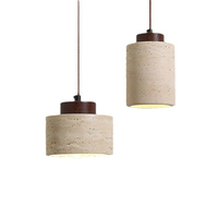 Bar d'éclairage de chevet de chambre à coucher de style moderne Wabi-sabi chez l'habitant lustre en travertin jaune lampe de chevet suspendue en fil de fer