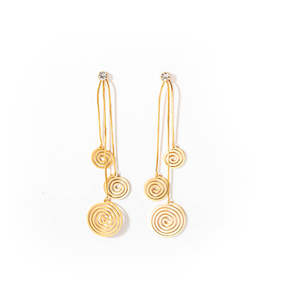 Fashion Drop <b>Earrings</b> 316L Stainless Steel PVD <b>Gold</b> Plating Spiral Design Long <b>Dangle</b> <b>Earrings</b> - Product Image 1