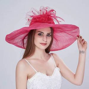 Nouveau Chapeau Élégant en Sinamay pour Femme, Idéal pour Mariage, Cérémonie, Fête, Chapeau à Large Bord pour Dames - Product Image 1