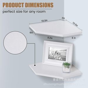 Étagère d'angle blanche en forme de polygone, à fixer au mur, organisateur de rangement durable pour la cuisine et la maison - Product Image 4