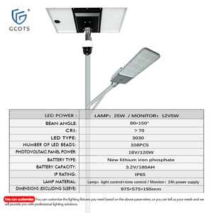 IP65 Waterproof <b>Solar</b> Street <b>Lights</b> Outdoor with CCTV Camera Dual Supply <b>System</b> for Outdoor Security Monitoring in Private Areas - Product Image 3