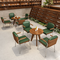 Meubles de café commerciaux, table ronde de salle à manger, ensemble de fauteuils en cuir PU pour restaurant, salon de thé, bistrot