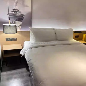 Low-priced 3 Star Hotel Bedroom Sets Furniture Modern King Queen Size Wooden <b>Bed</b> Frame With Nightstands TV Unit Desk & Wardrobe - Product Image 4