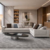 Canapé d'angle modulaire en cuir artificiel en forme de L YUANCHANG, pieds en acier inoxydable noir, canapé d'angle moderne pour entrepôt et villa