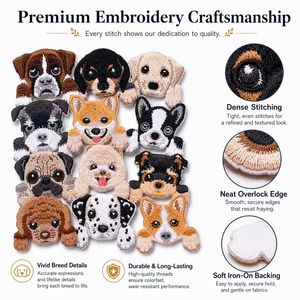 Parches bordados termoadhesivos y para coser de razas de perros: Rottweiler, Bulldog, <span class=keywords><strong>Collie</strong></span>, Poodle, Corgi, Pug, Shiba - Product Image 6