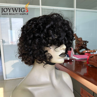 Perruques de cheveux ondulés pour femme noire, perruques sans colle faites à la machine perruques de cheveux humains courts Pixie cheveux brésiliens