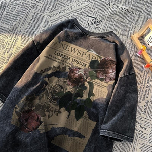 เสื้อยืดแขนสั้นผ้าฝ้ายอเมริกันแก๊งสเตอร์เฮฟวี่เวท - เสื้อสตรีทลายหมีสำหรับผู้ชาย ลายพิมพ์ฤดูร้อน - Product Image 5