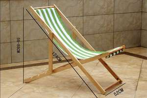 เก้าอี้ไม้ชายหาดกลางแจ้งปรับได้มีสายสีฟ้าวินเทจพับได้6ระดับ - Product Image 4