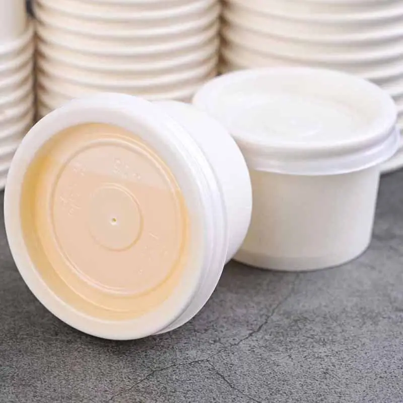 Custom Logo Disposable Cup White Bento Mini Sauce Container 1 oz 2oz Tasting Paper Cup