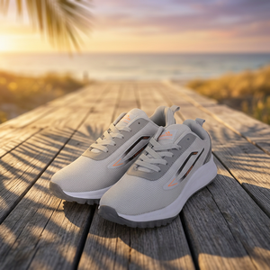 Zapatillas deportivas ligeras de malla transpirable gris claro con cordones y amortiguación para caminar - Product Image 4