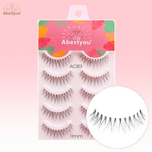Abestyou 5D Paquete de 5 pares Banda transparente Aspecto natural Wispy Mink Pestañas Fluffy Cat Eye Lashes Tira completa Pestañas postizas - Product Image 3