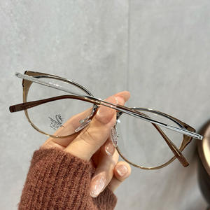 Monturas de gafas Qianai Cat Eye para mujer, montura completa, lentes con filtro de luz azul y remaches de puntos, P3 86093 - Product Image 3