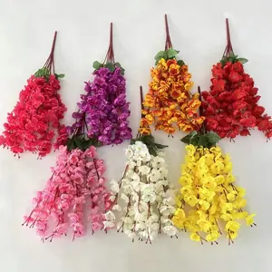 Ramas de flores de cerezo artificiales Flor de melocotón de seda sintética para la decoración de la boda del hogar