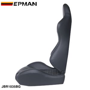 Asientos de Cubo de Carreras EPMAN Aptos para la Mayoría de Coches, Asiento Reclinable Izquierdo/Derecho, Cuero PVC Negro con Costuras Grises, JBR1035BG - Product Image 3